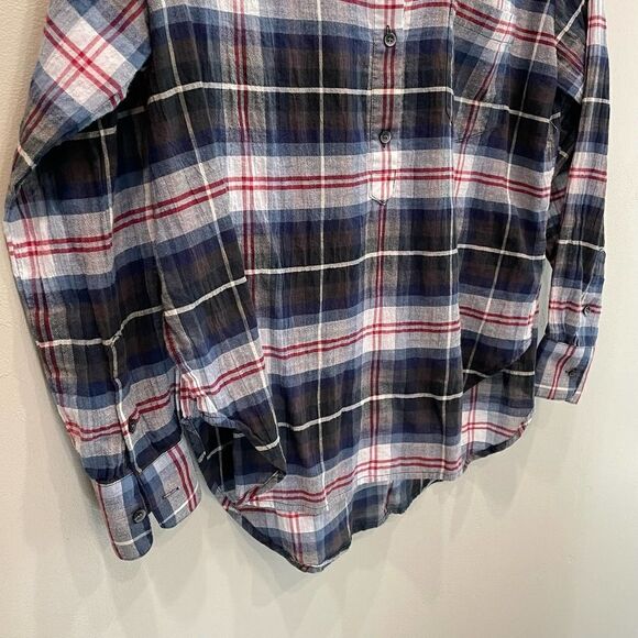 Madewell Collarless Popover Flannel Shirt - Size: XS - Picture 6 of 9